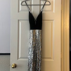 Black and silver sequin prom dress